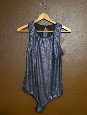torrid Black Iridescent Metallic Scoop Neck Tank Bodysuit